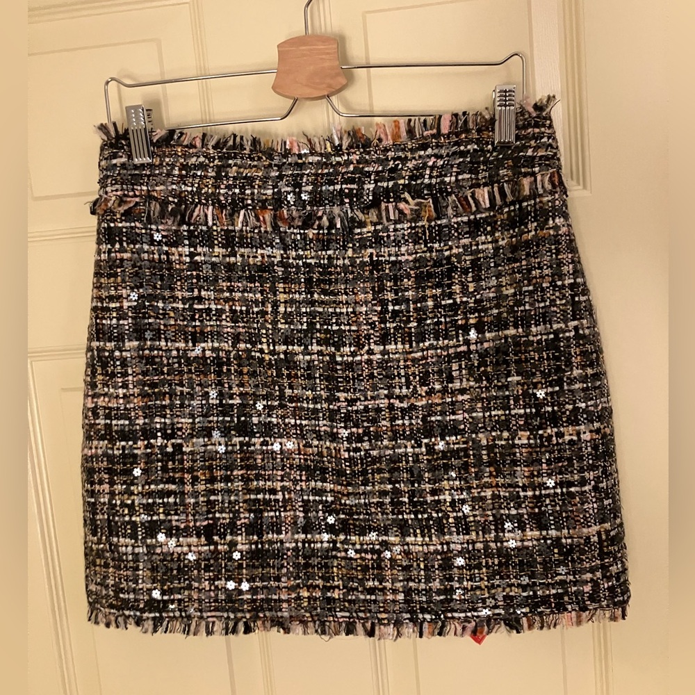 Ramy brook tweed sequin frayed mini skirt fall autumn beautiful 10